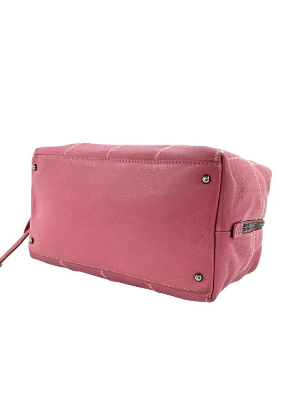 Chanel Choco Bar CC Logo Caviar Leather Mini Boston Bag Pink